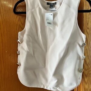 French Connection Blush Sleeveless Blouse with Button Accents